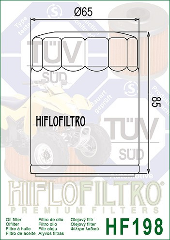 Filtru Ulei HF198 Hiflofiltro Polaris 2540086 Polaris 2540122 Victory 2540086 Cod Produs: MX_NEW HF198