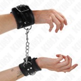 KINK - FUR LINED WRIST RESTRAINTS BLACK WITH BLACK BELT ADJUSTABLE 17-29 CM X 6 CM, KINK WRIST RESTRAINT