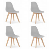 Set 4 scaune bucatarie/living, Artool, Kito, PP, lemn, gri, 46x54.5x80 cm