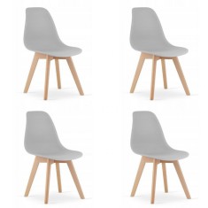 Set 4 scaune bucatarie/living, Artool, Kito, PP, lemn, gri, 46x54.5x80 cm