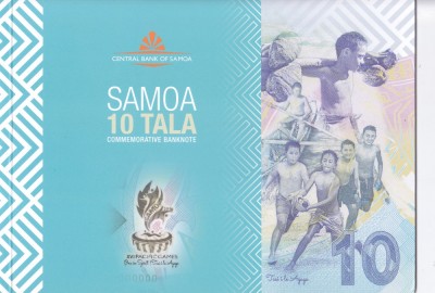 Bancnota Samoa 10 Tala 2019 - PNew UNC ( polimer , comemorativa - in folder ) foto