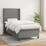 VidaXL Pat box spring cu saltea, gri &icirc;nchis, 100x200 cm, textil 3131250