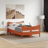VidaXL Cadru pat fără saltea, maro ceruit, 120x190 cm, lemn masiv pin