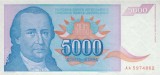 Bancnota Iugoslavia 5000 Dinara 1994, P-141, Serie AA, UNC