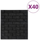 Tapet de perete autocolant, model caramizi 3D, 40 buc., negru