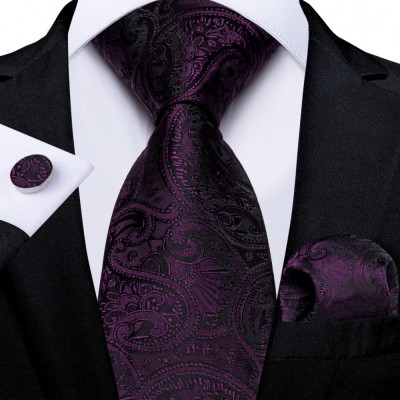 Set cravata + batista + butoni - matase - model 369 foto