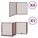 Cumpara ieftin Poarta caini pliabila cu usa 12 panouri maro 960 cm, lemn plop