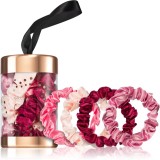 BrushArt Gift for You Slim satin scrunchie set Elastice pentru par Pink &amp; Red