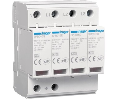 Descarcator supratensiune T2 TNS TT 4P 15kA Hager SPB415D foto