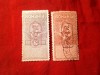 2 Timbre Fiscale Romania 1917 , oc. germana caseta rosie MViR ,scris cursiv , stampilate , 30 bani si 1 leu, Stampilat