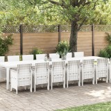 Set Dining Grădină vidaXL 15 Piese Perne Ratan Alb