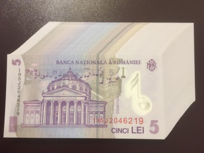 Romania 5 lei 2019 UNC. foto