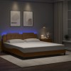 VidaXL Cadru de pat cu LED, cappuccino, 180x200 cm, piele ecologică 3214128