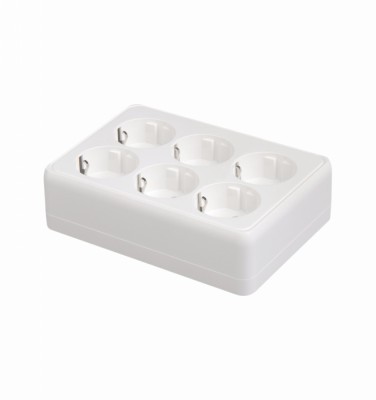 Bloc 6 prize schuko aplicate 16A cu protectie copii 250V 50 60Hz grup prize alb de perete IP20 foto