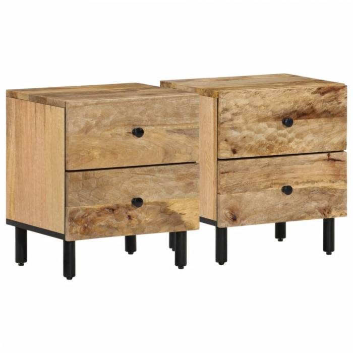 vidaXL Noptiere, 2 buc., 40x33x46 cm, lemn masiv de acacia 356890