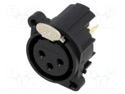 Conector XLR soclu mamă PIN 3 drept pentru PCB AMPHENOL foto