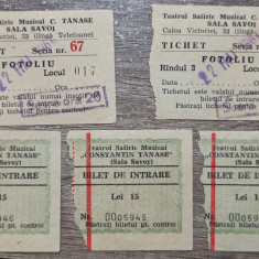 Lot 5 bilete Teatrul Satiric Muzical Constantin Tanase, perioada comunista