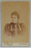 FOTOGRAF F. MANDY , BUCURESTI , DOAMNA CU MEDALION , FOTOGRAFIE C.D.V. , SFARSIT DE SECOL XIX