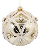 Set 6 globuri brad Craciun sticla aurie alba Extravagance &Oslash; 15 cm