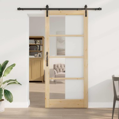 Ușă Glisantă cu Set de Accesorii &amp;#039;ORKDAL&amp;#039;Lemn Solid &amp;amp; Sticlă foto