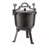 Ceaun din fonta cu picioare si capac, 10litri, negru, Kinghoff