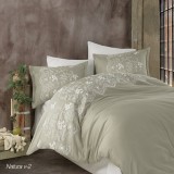 Lenjerie de pat satin brodat 6 piese (natura v2)