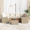 VidaXL Set de canapele pentru grădină 7 pcs Bej și alb 3356076