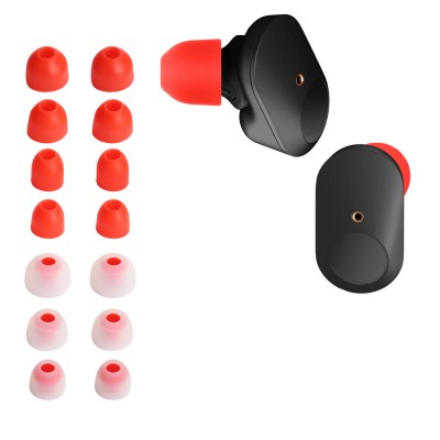 Set 14 Eartip kwmobile pentru Sony WF-1000XM3/WF-1000XM4, Silicon, Rosu/Alb , 50710.09 foto