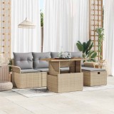 Cumpara ieftin Set de canapele pentru grădină cu pernă 6 pcs Bej Rattan poli