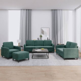 vidaXL Set de canapele, 4 piese, verde &icirc;nchis, catifea