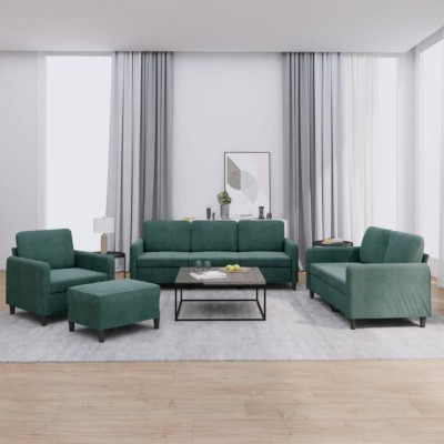 vidaXL Set de canapele, 4 piese, verde &amp;icirc;nchis, catifea 3201946 foto