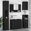 VidaXL Set de mobilier pentru baie cu ușă 5 pcs Negru 30 x 35 x 192 cm 3393064