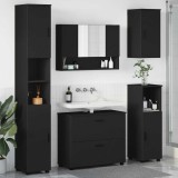 VidaXL Set de mobilier pentru baie cu ușă 5 pcs Negru 30 x 35 x 192 cm 3393064