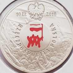 642 Polonia 10 zlote 2010 Polish August of 1980 km 738 UNC argint