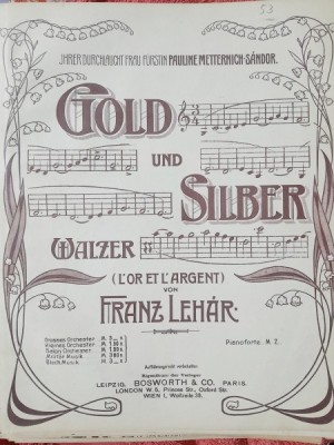 Gold und Silber, vals - Franz Lehar partitura pentru pian foto