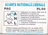bnk cld Calendar de buzunar 1996 Alianta National Liberala