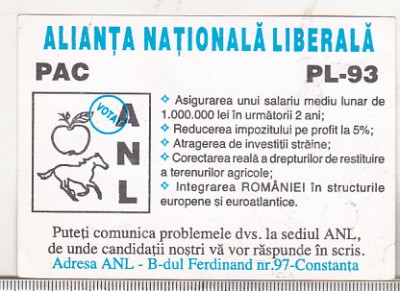 bnk cld Calendar de buzunar 1996 Alianta National Liberala foto