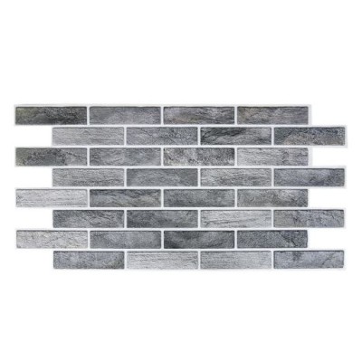 Panou decorativ,&amp;nbsp;PVC, model caramida 3D, nuante gri inchis, 96x48.5 cm foto