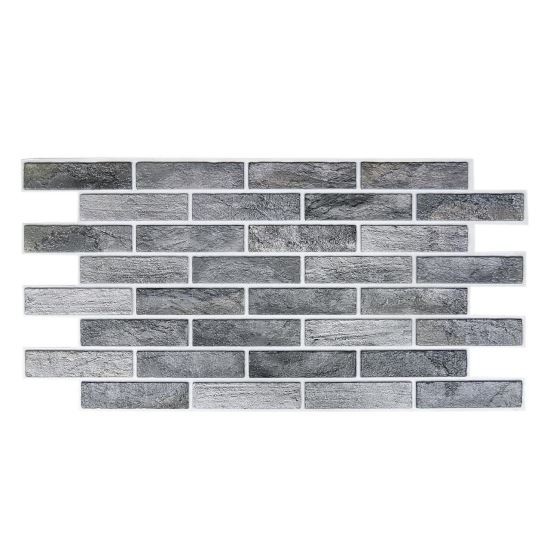 Panou decorativ,&nbsp;PVC, model caramida 3D, nuante gri inchis, 96x48.5 cm