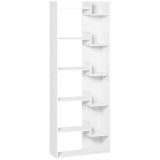 HOMCOM Bibliotecă, etajeră de depozitare cu 6 nivele, design neregulat, pentru sufragerie, dormitor, birou, 60x21x162,5cm, alb | Aosom Romania