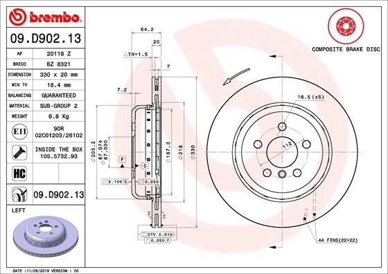 BREMBO 09.D902.13 PRIME LINE - Composite Disc frana
