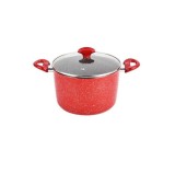 Cumpara ieftin Cratita inalta 4.3 litri Bohmann rosie marmorata interior si exterior din aluminiu forjat, 24x13cm, Inductie, Rosu
