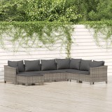 vidaXL Set mobilier de grădină cu perne, 7 piese, gri, poliratan 3187296