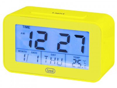 Ceas desteptator cu LCD SLD 3P50 termometru calendar galben Trevi foto