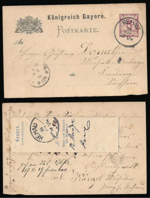 Germany Bayern 1885 Old postcard stationery Rehau to Freiberg Sachsen D.768 foto