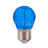 Bec LED G45 E27 2W cu filament lumina albastra V-TAC, Vtac