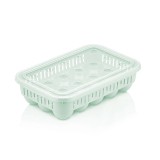 Cumpara ieftin Cutie alimentara din plastic, pentru oua, etans, stivuibil, verde, 15 compartimente