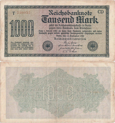 1922 (15 Septembrie), 1.000 Mark (P-76c.3a) - Germania foto