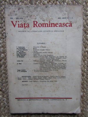 VIATA ROMANEASCA 1936 ANUL XXVIII IULIE -AUGUST NR 6-8 foto