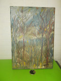 Peisaj de toamna - PICTURA impresionista in ULEI pe PANZA , semnata R. BERG, Peisaje, Impresionism